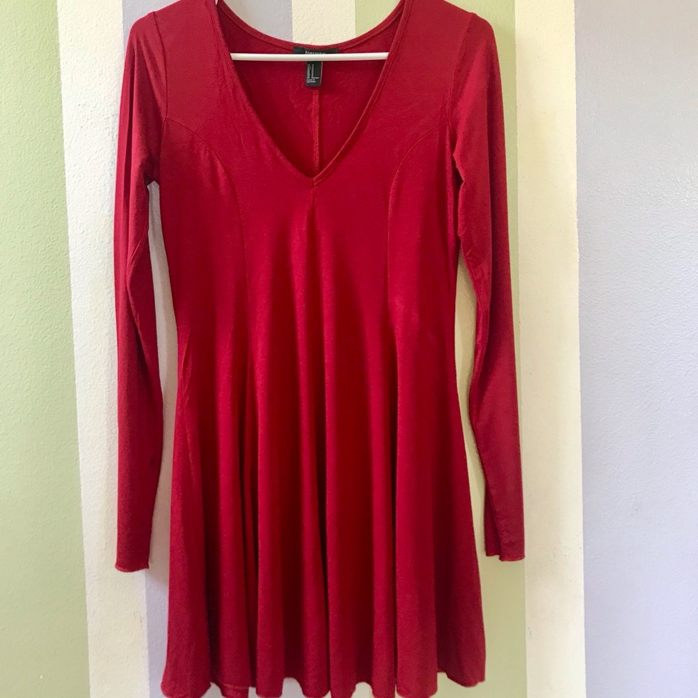 Red Long Sleeve Mini Dress